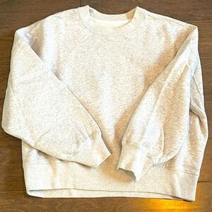 Abercrombie Oversized Swearshirt - Light Gray, Women’s Large